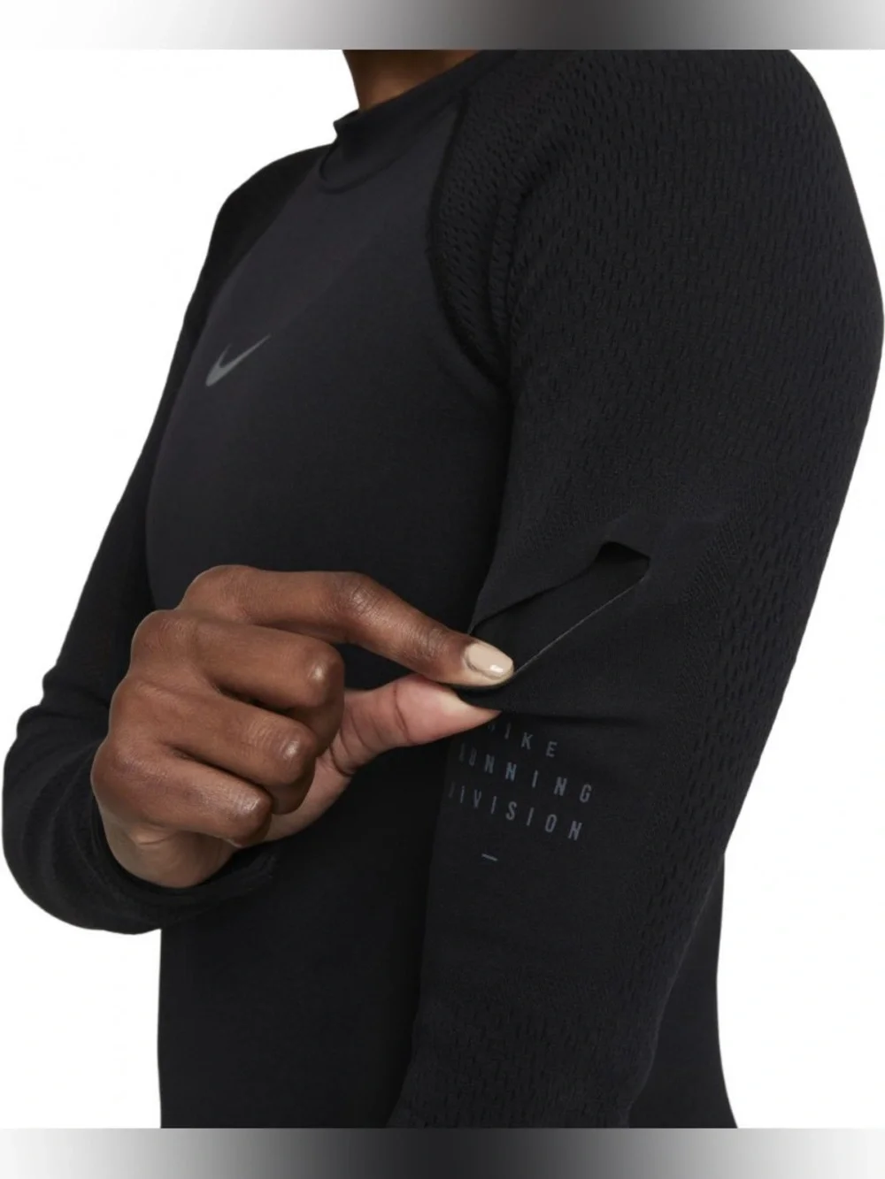 NWT Nike Women's Run Division Engineered Knit Running Top Long Sleeve Black